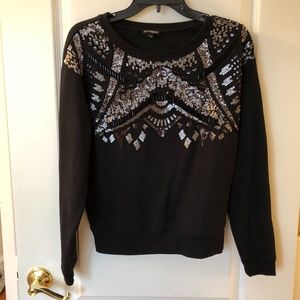 Black Embellished  Express Sweatshirt